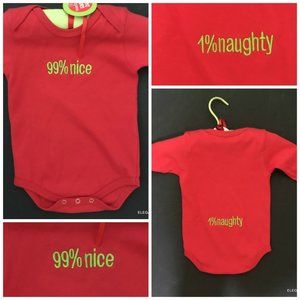 Mud Pie Baby's First Christmas 3-6 mos One Piece Naughty or Nice Boy Girl